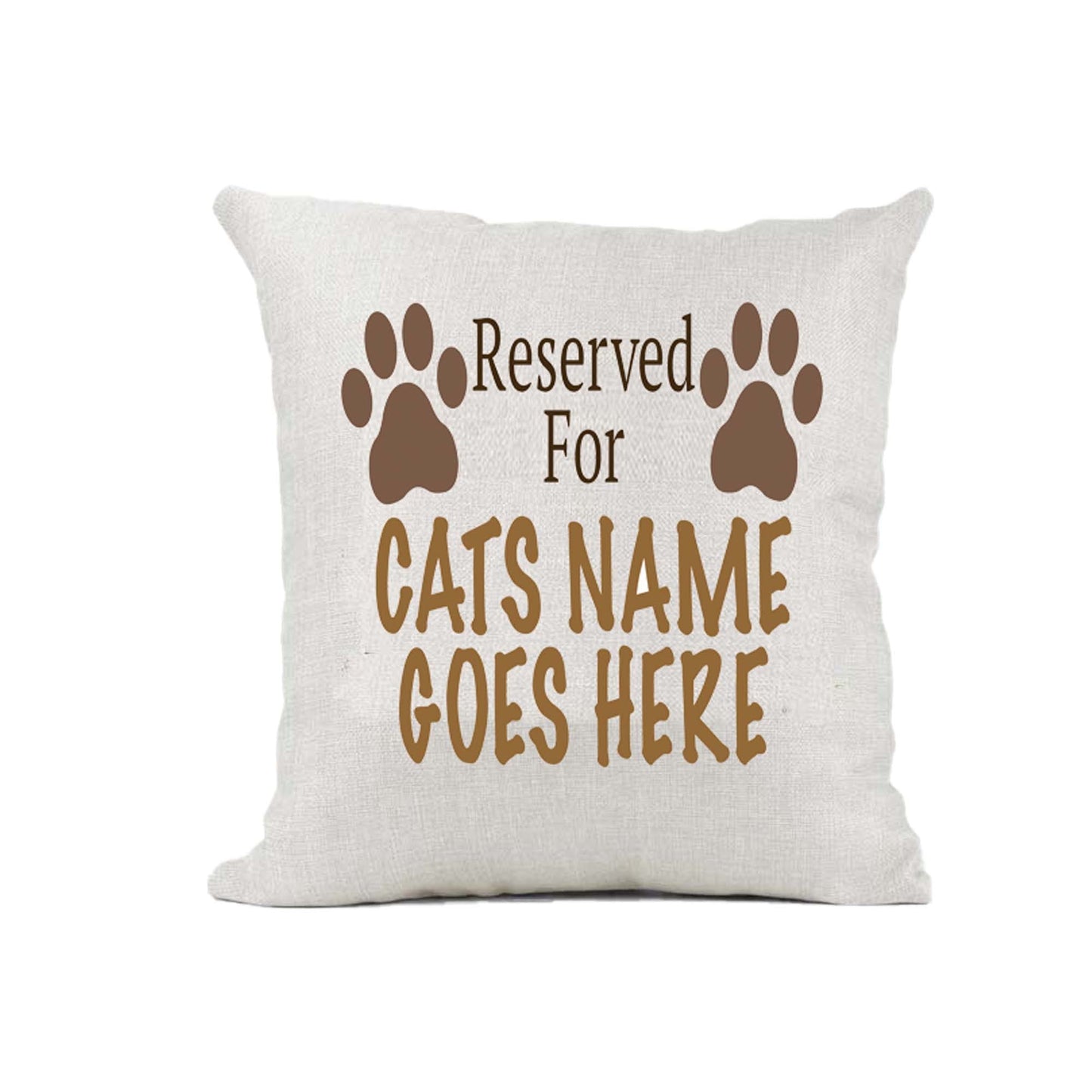 Reserved For Cat Personalised Pets Name Naturally Woven Linen Style Cushion Cover Pillow Gift
