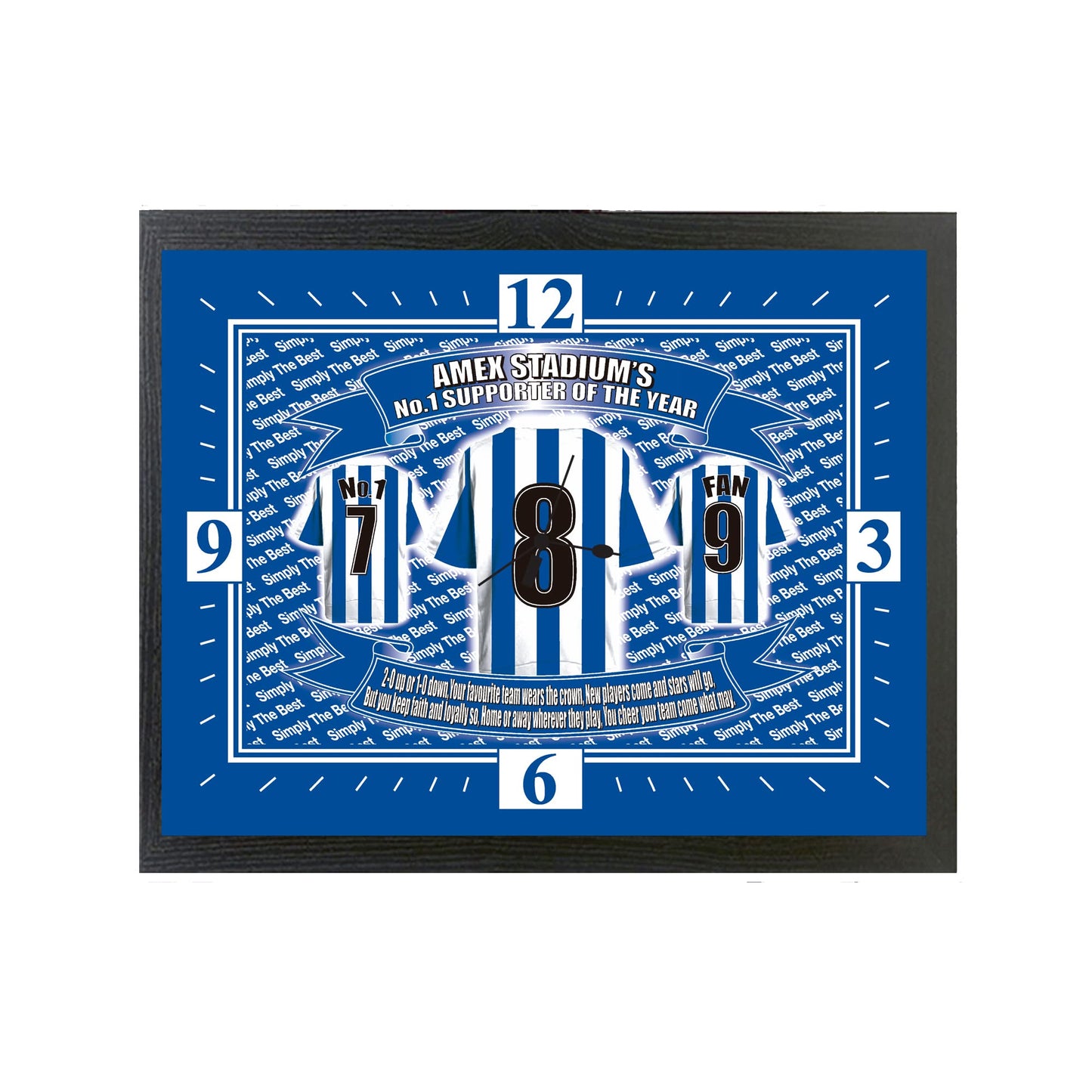 Brighton Football Shirt Personalised Clock Gift Present