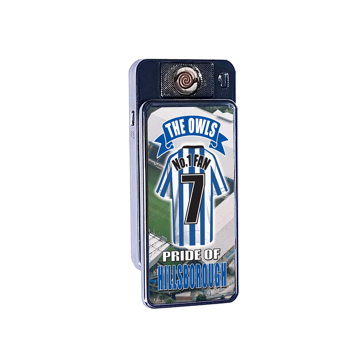 Sheffield Wed No.1 Fan Football Shirt Rechargeable Gift Boxed Silver Metal USB Lighter