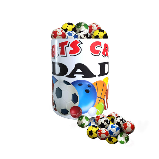Father's Day 'Sports Crazy Dad' White Ceramic Gift Mug with Selection Of Individually Foil Wrapped Chocolate footballs