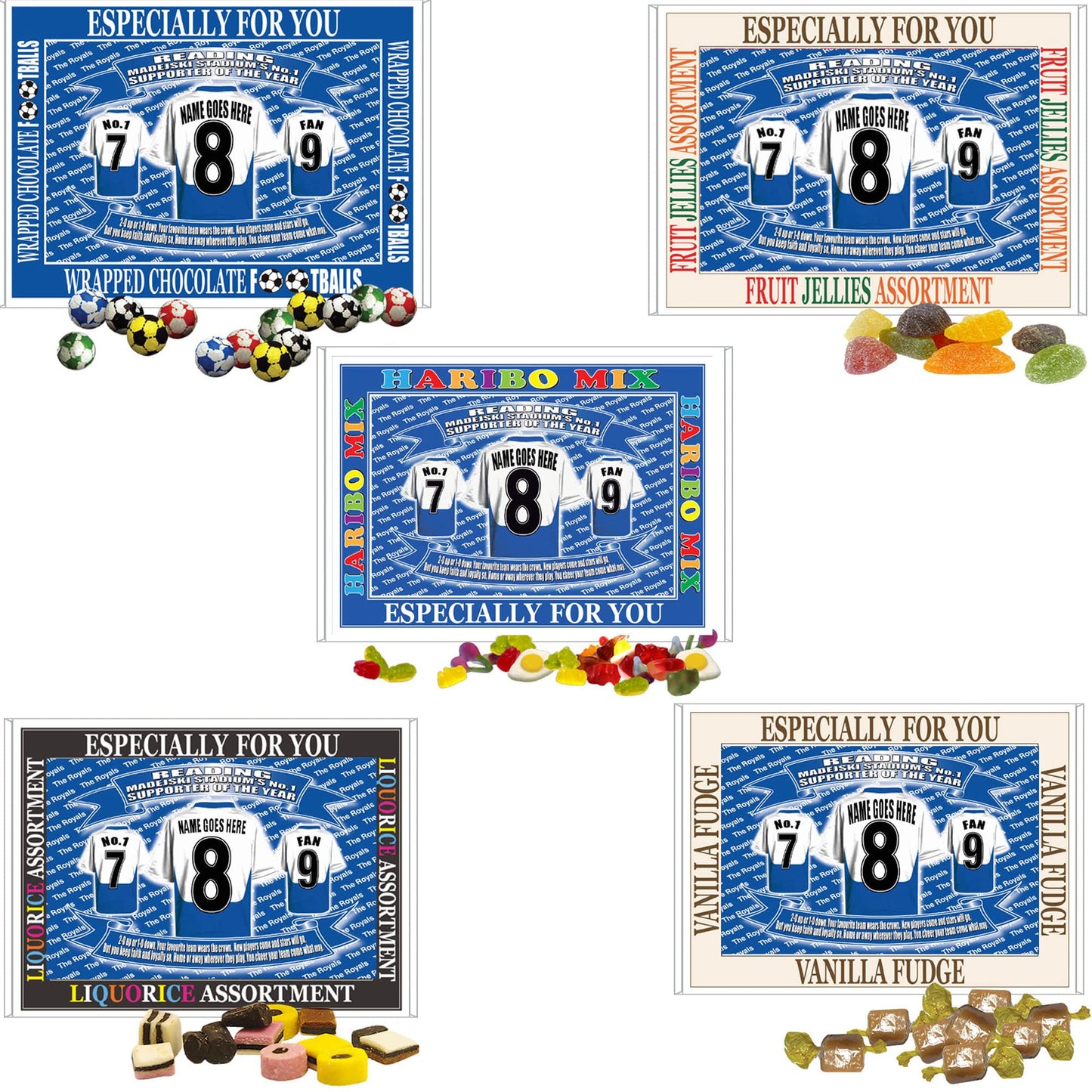 Reading Football Shirt Personalised Gift Boxed Sweets Variety
