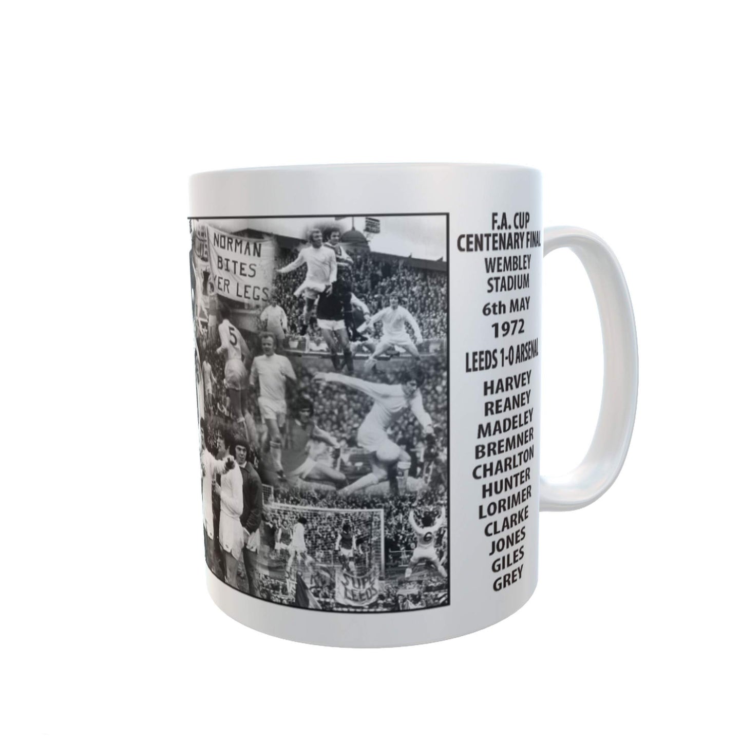 F.A Cup Final 1972 Leeds Norman Bites Ya Legs Hunter Football Ceramic Gift Mug