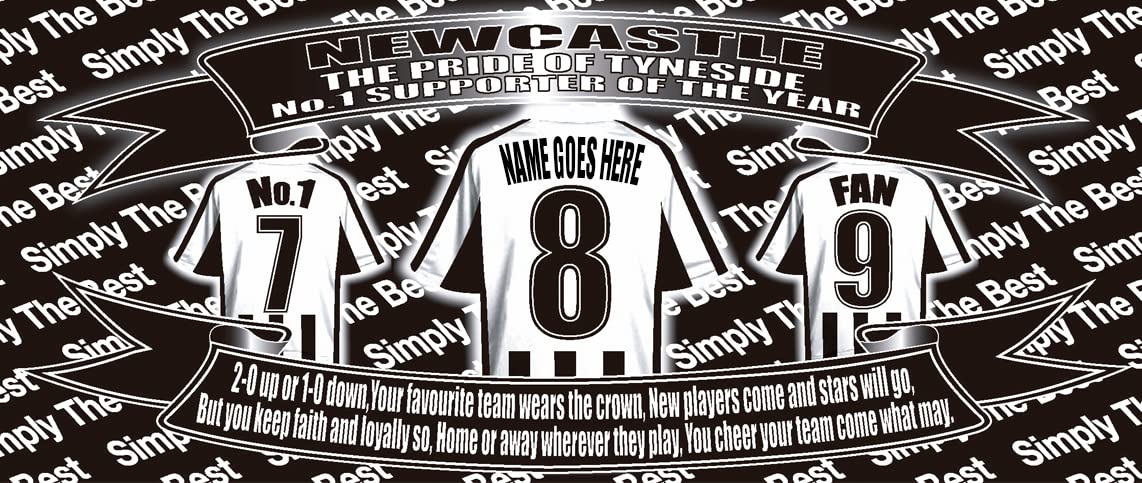 Newcastle Football Team Shirt Personalised Mug Gift with Chocolate Footballs