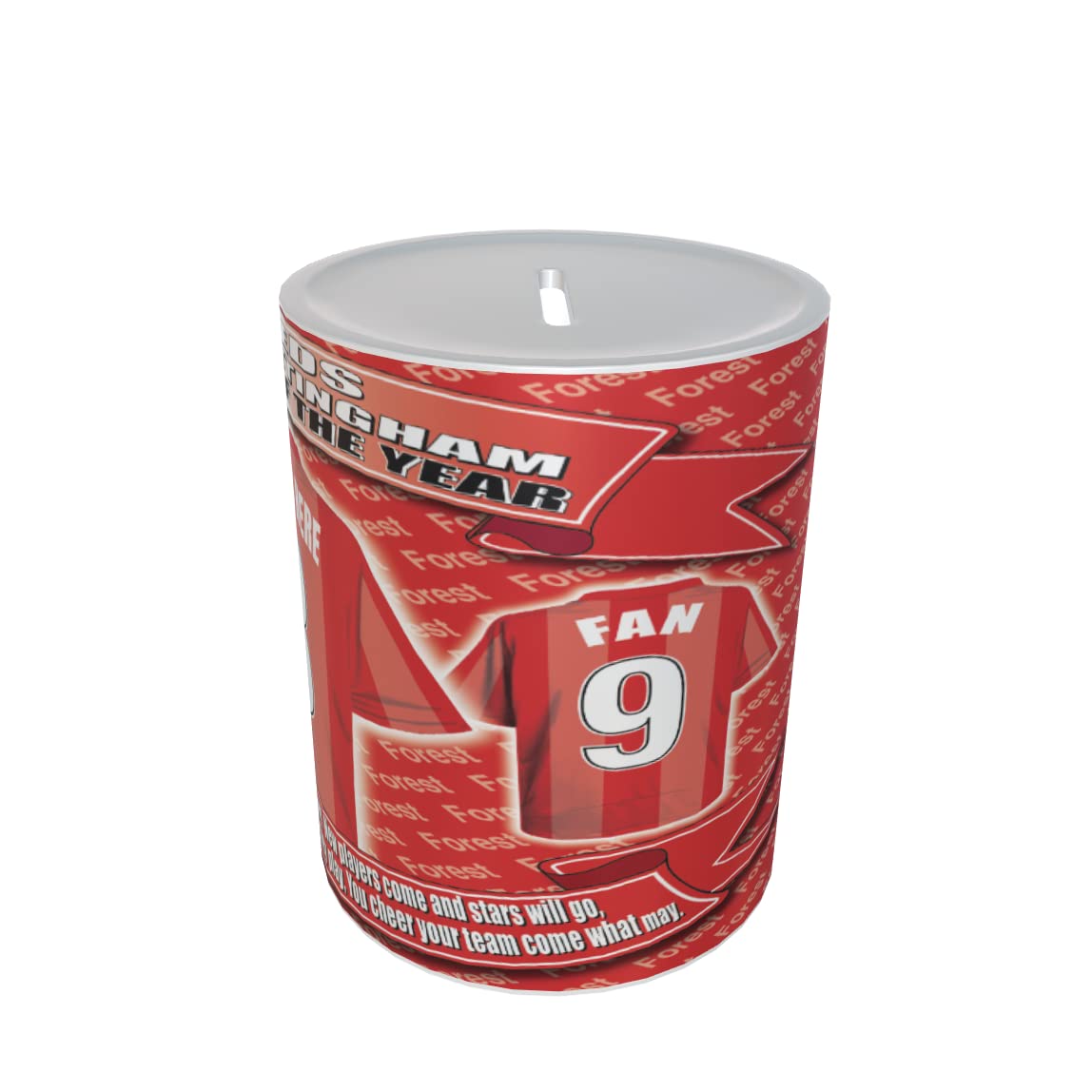 Notts Forest Personalised Football Shirt Ceramic Money Box Gift