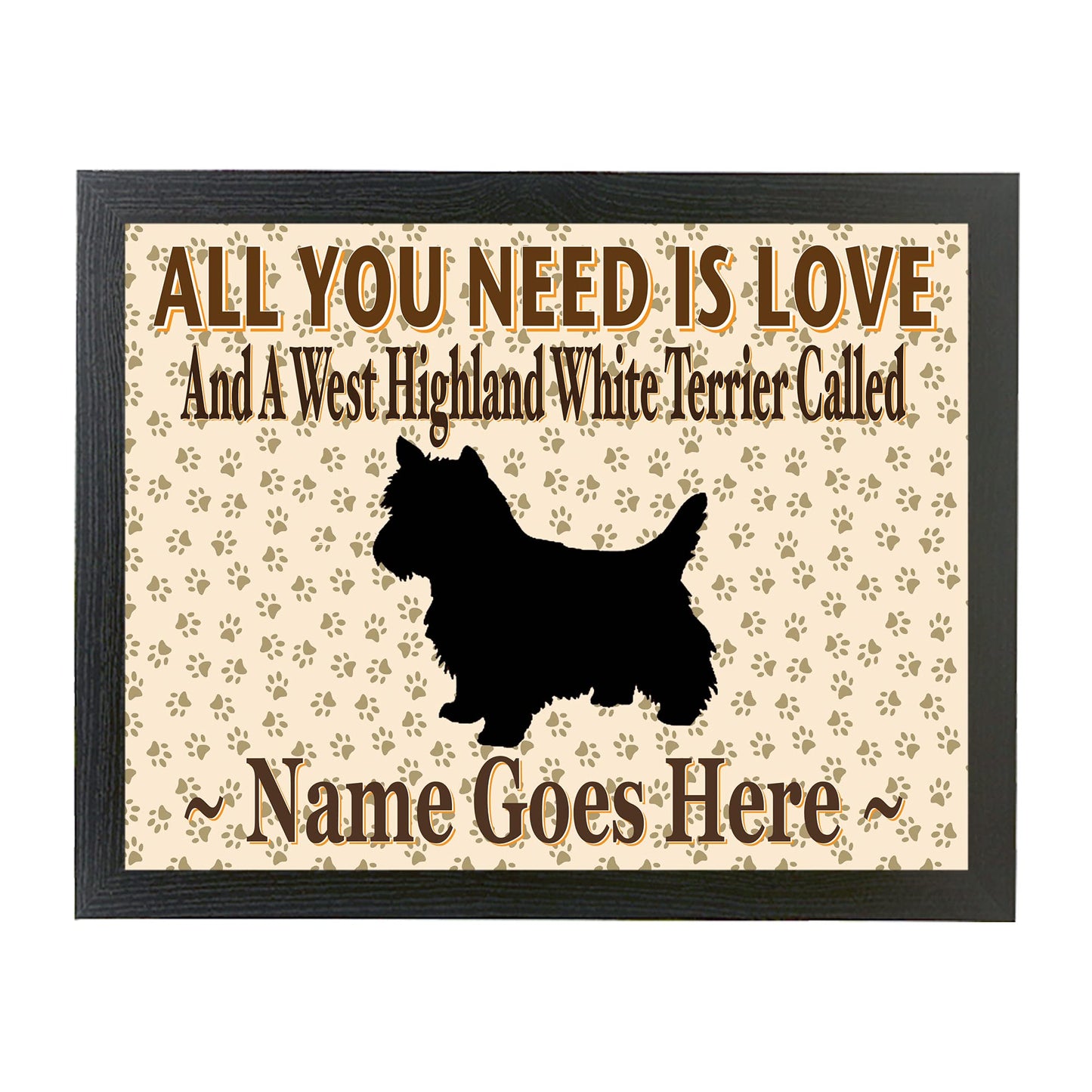 All You Need Is Love West Highland Terrier Personalised Dog Breed Cushion Lap Tray Bean Bag Gift