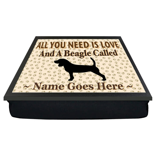 All You Need Is Love Beagle Personalised Dog Breed Cushion Lap Tray Bean Bag Gift