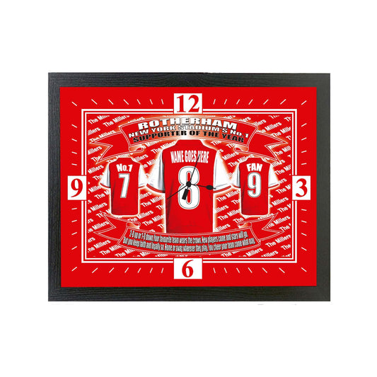 Rotherham Football Shirt Personalised Clock Gift Present