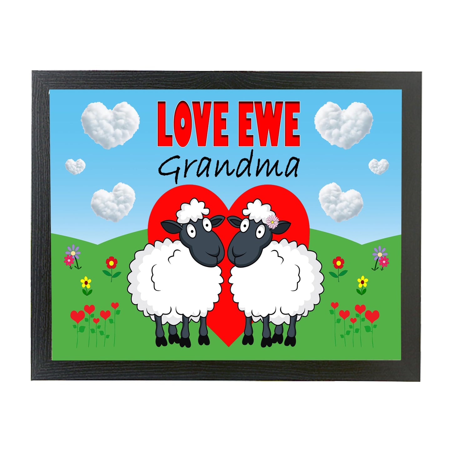Love Ewe Two Female Personalised Cute Sheep Cushioned Lap Tray Gift Present