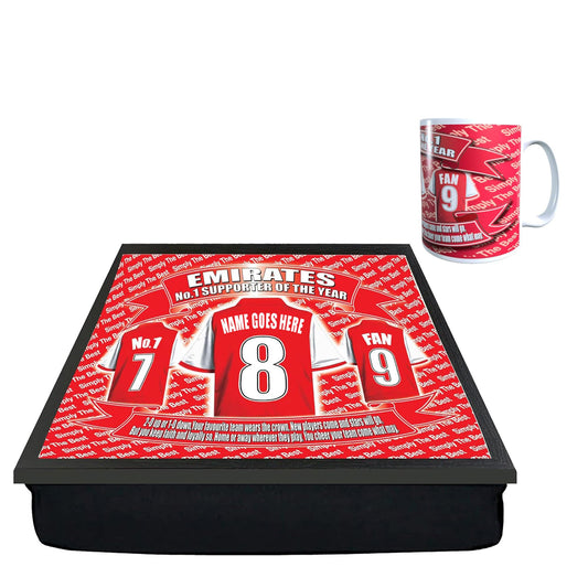 Gooners Football Shirt Personalised Lap Tray And Mug Gift Set, ARS- PersLapMugGiftSet_000