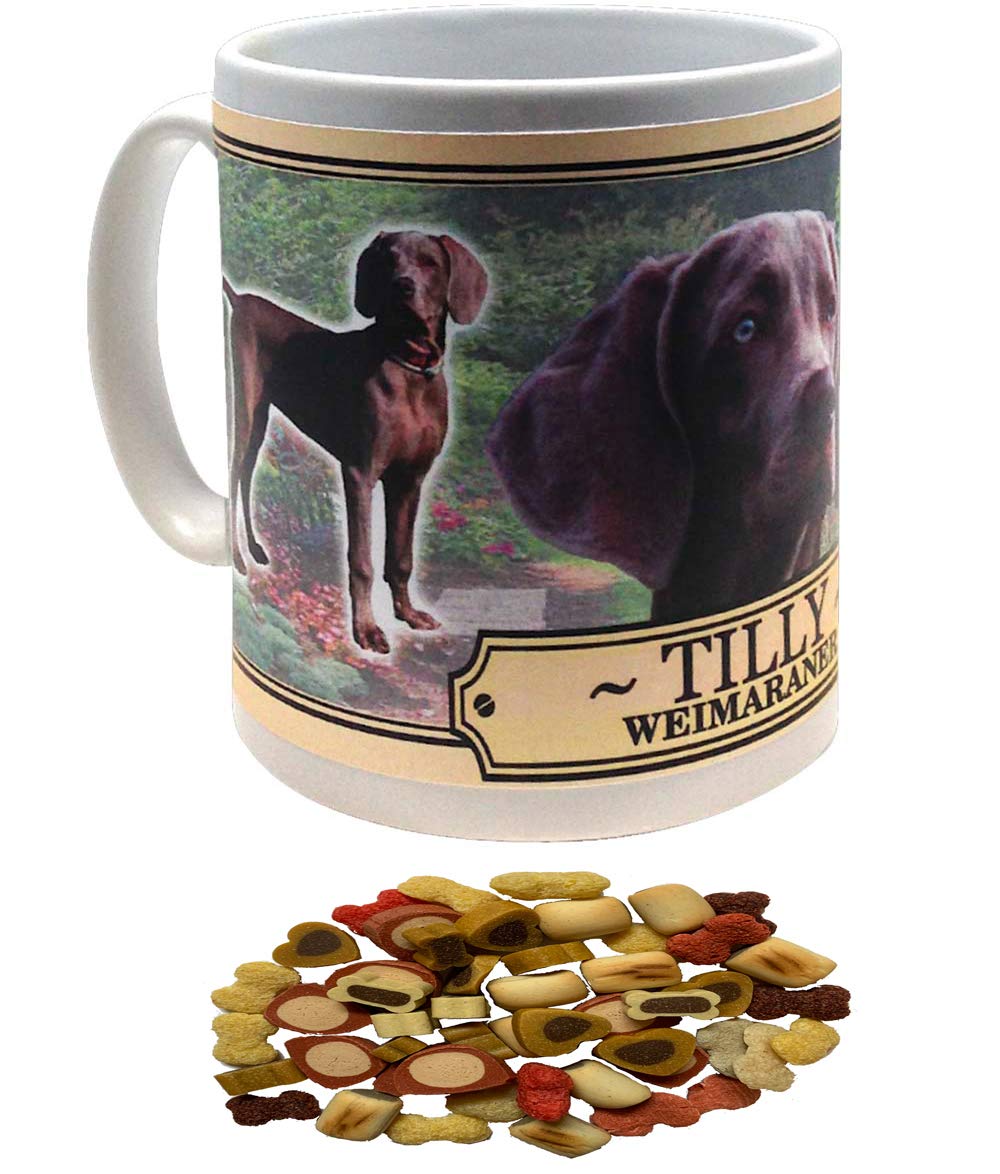 Weimaraner Personalised Dog Breed Gift Mug with Treats
