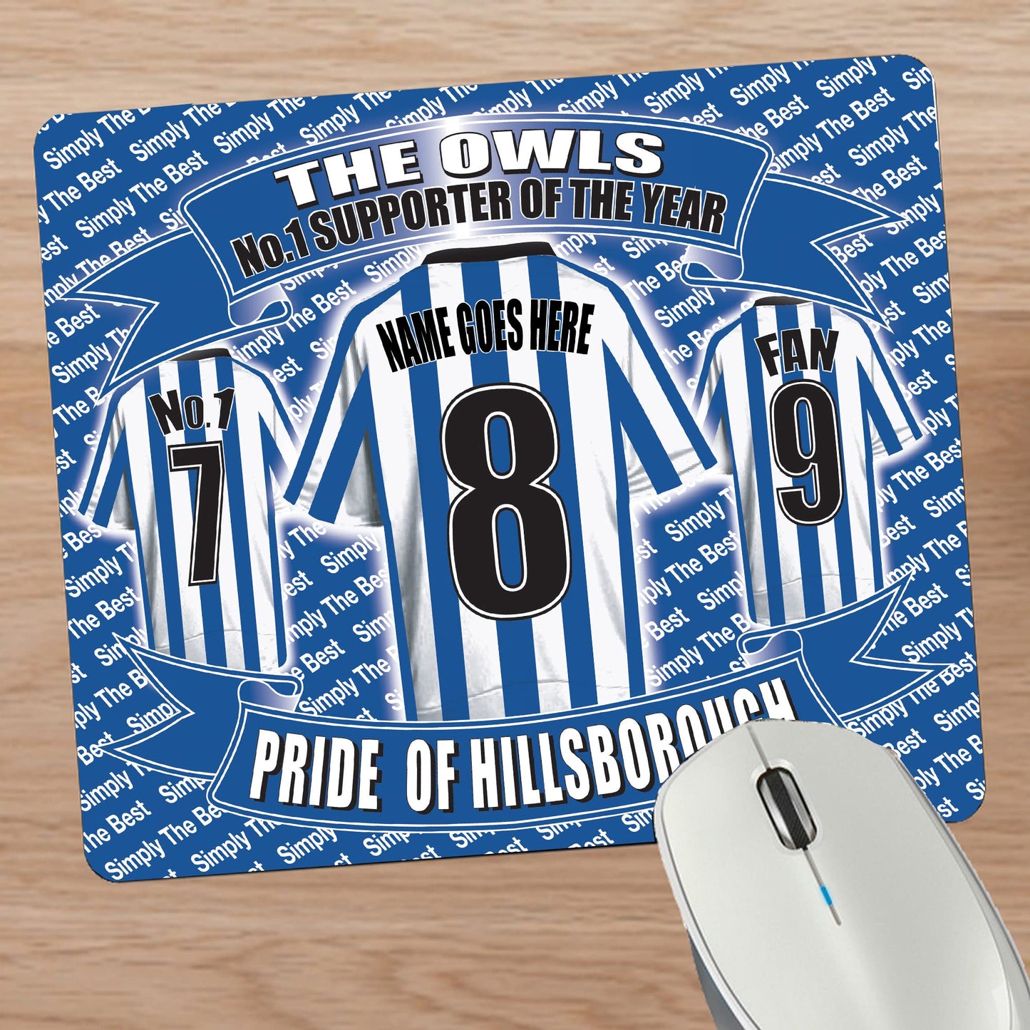 Sheff Wed Personalised Football Shirt Mouse Mat Gift