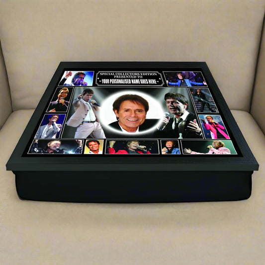 Personalized tray with images of a famous person and customizable text on a white background