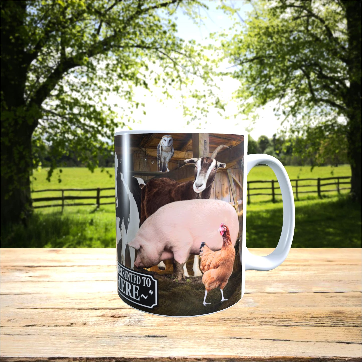 Farm Animals Barn Gathering Personalised Mug Gift