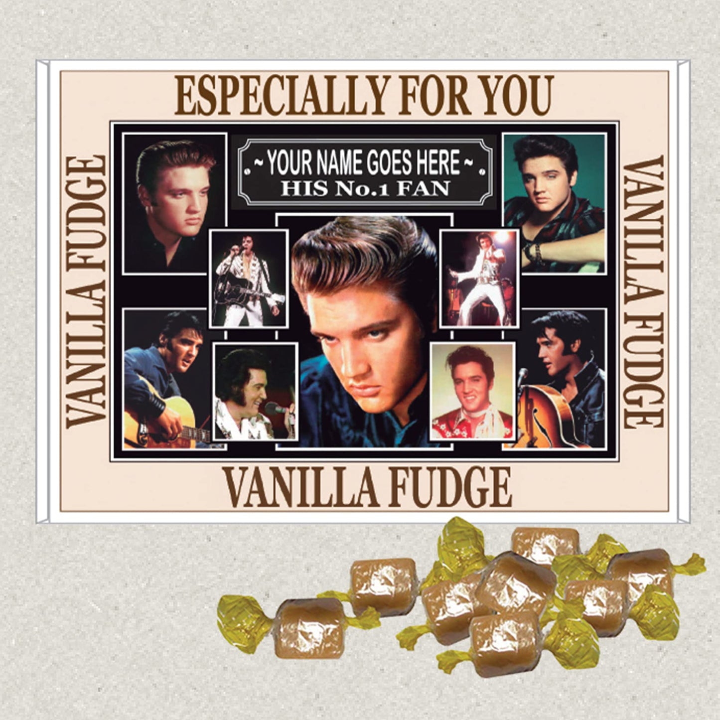 Presley King of Rock n Roll Music Icon Personalised Boxed Sweets Gift Present Movie Star Choice of Sweets