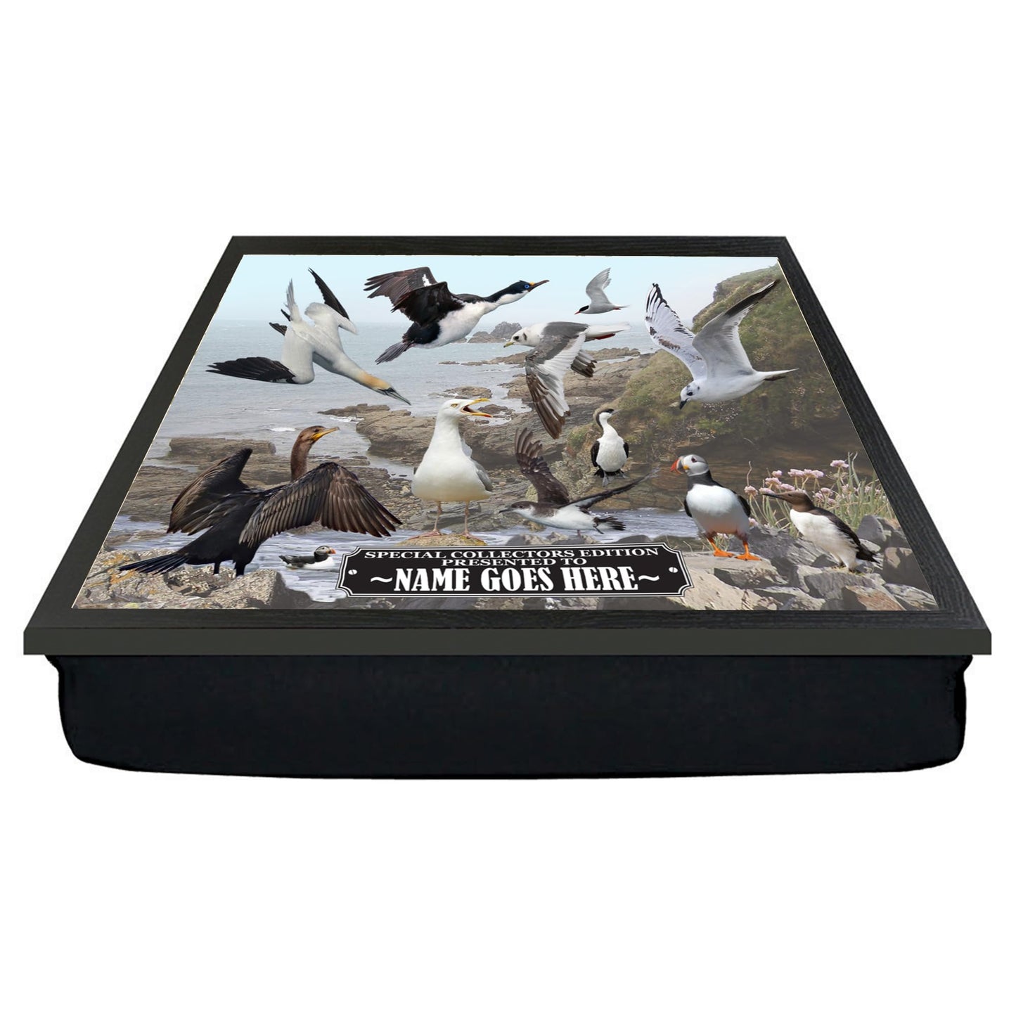 Coastal Birds Personalised Nature Lap Tray Gift, COASTBIRDPERSLAP_001