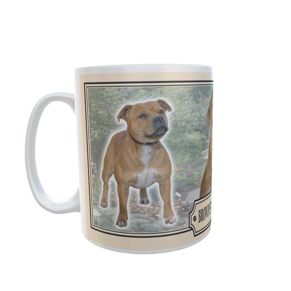 Brown Staffordshire Bull Terrier Dog Breed Gift Mug with Treats