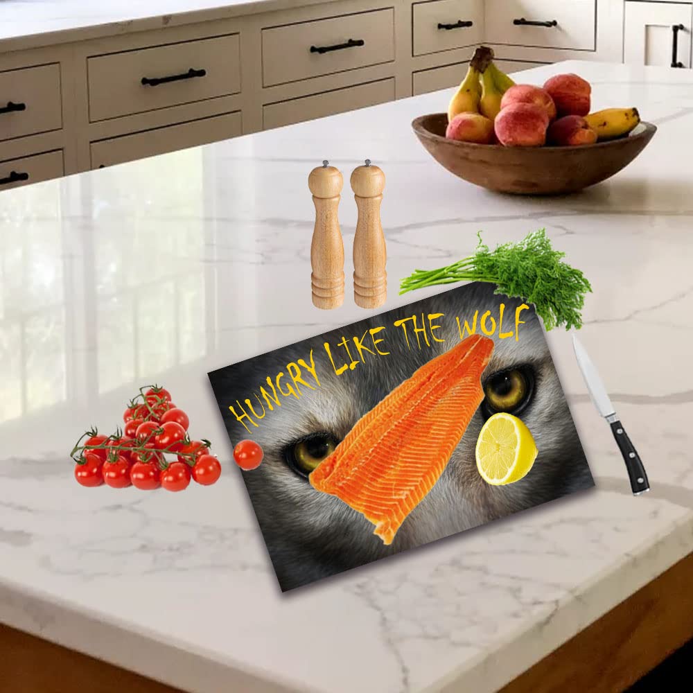 Hungry Like The Wolf Toughened Glass Heat Resistant Worktop Saver Cutting Chopping Board Gift