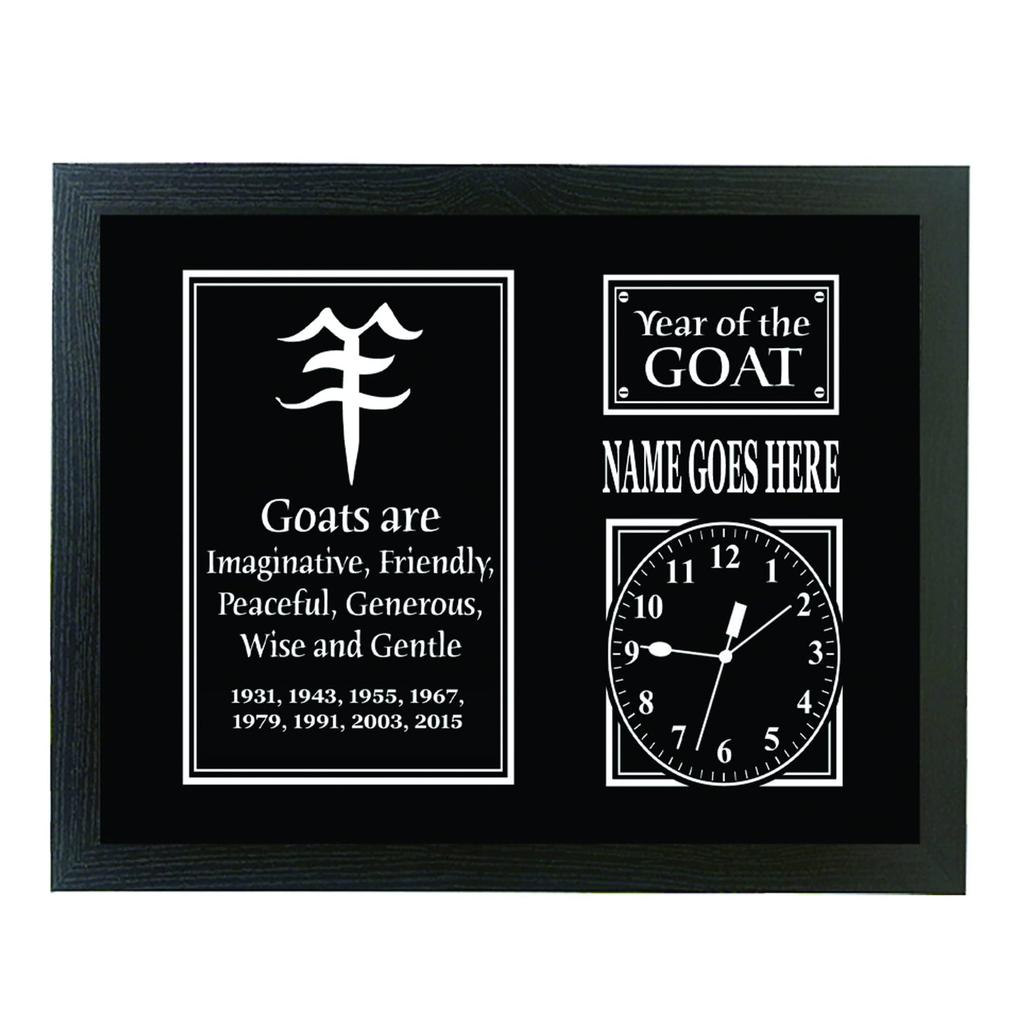 Chinese Zodiac Year Of The Goat Personalised Framed Wall Clock Gift