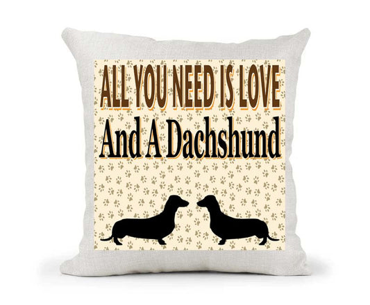 All You Need Is Love And A Dachshund Country Canvas Style Cushion Cover Gift
