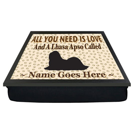 All You Need Is Love Lhasa Apso Personalised Dog Breed Cushion Lap Tray Bean Bag Gift