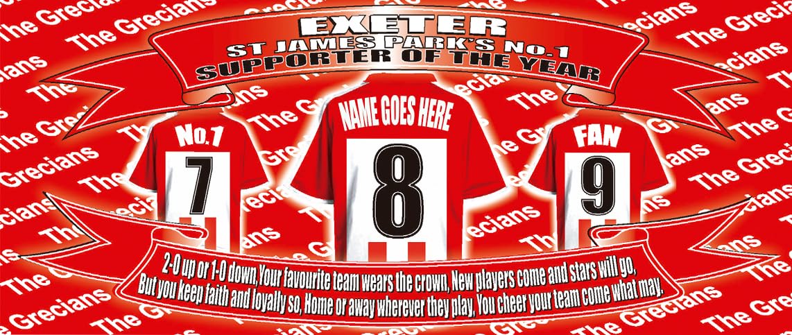 Exeter Personalised Football Shirt Silver Aluminium Two Lid Unisex Water Bottle Gift