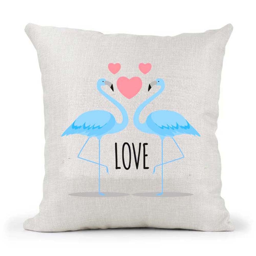 Cute Male Female Gay Straight Couple Flamingo Valentines Day Anniversary Personalised Country Canvas Cushion Cover Gift