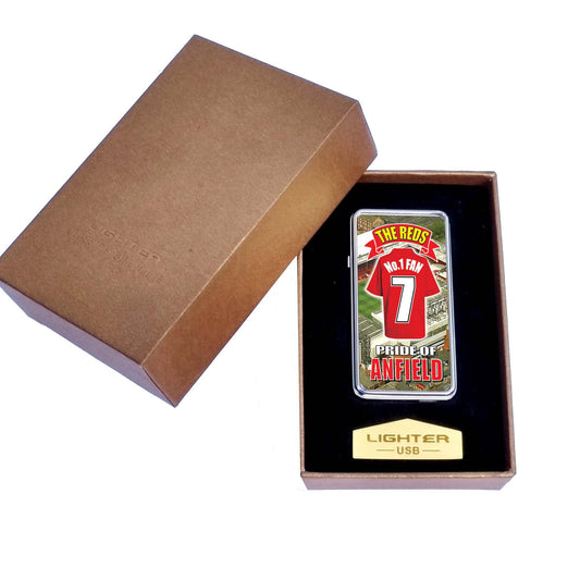 Liverpool No.1 Fan Football Shirt Rechargeable Gift Boxed Silver Metal USB Lighter