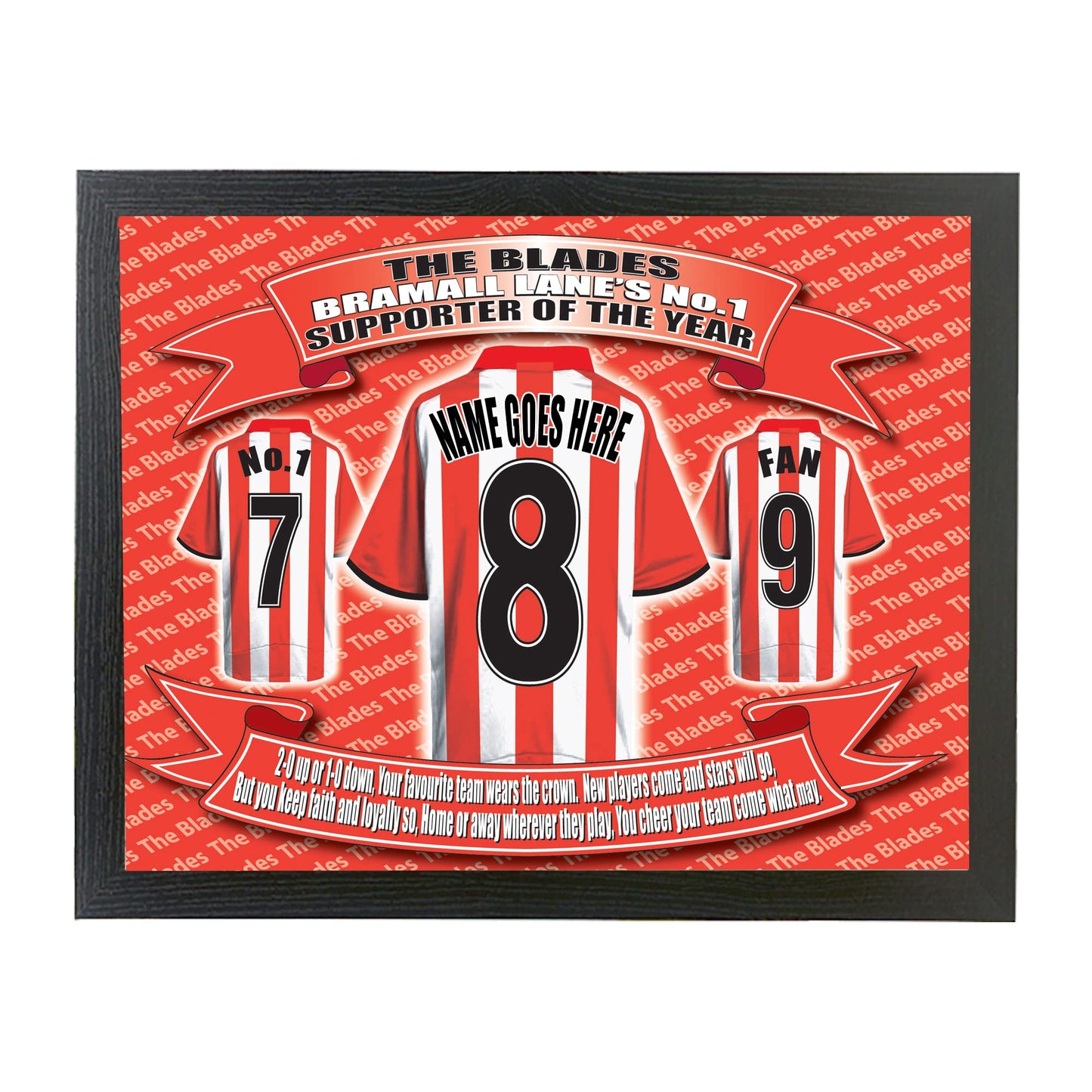 Sheffield U Personalised Football Shirt Picture Gift