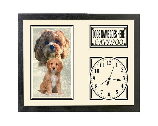 Cavapoo Personalised with Your Dog's Name Dog Breed A4 cream black Wall mounted Kitchen Bedroom Gift Clock