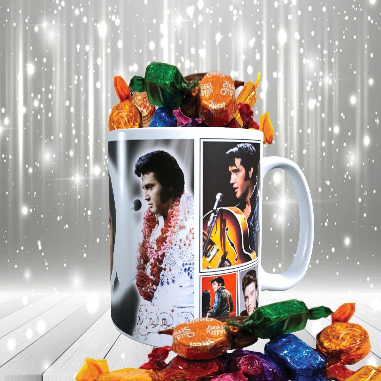 Presley King of Rock n Roll Celebrity Music Icon Mug with Choice of Sweets Gift
