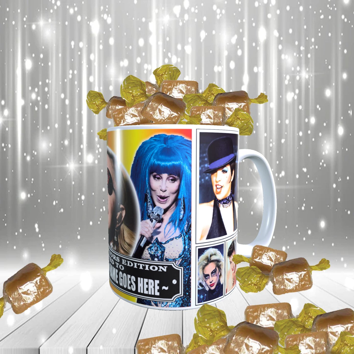 Diva Celebrity Icon Personalised Mug with Choice of Sweets Gift