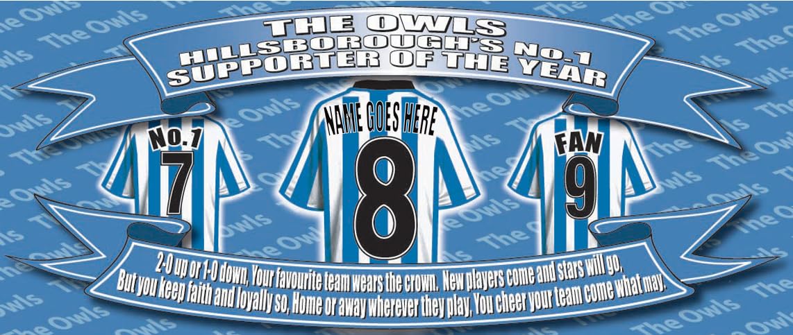Personalised Sheff(ield) Weds Water Bottle - Football Shirt - Silver Aluminium Two Lids - Unisex Gift