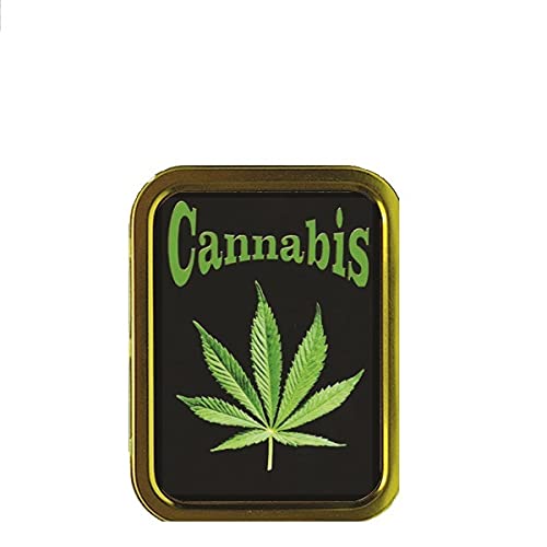 Cannabis Marijuana Leaf Tobacco Tin Container Gift