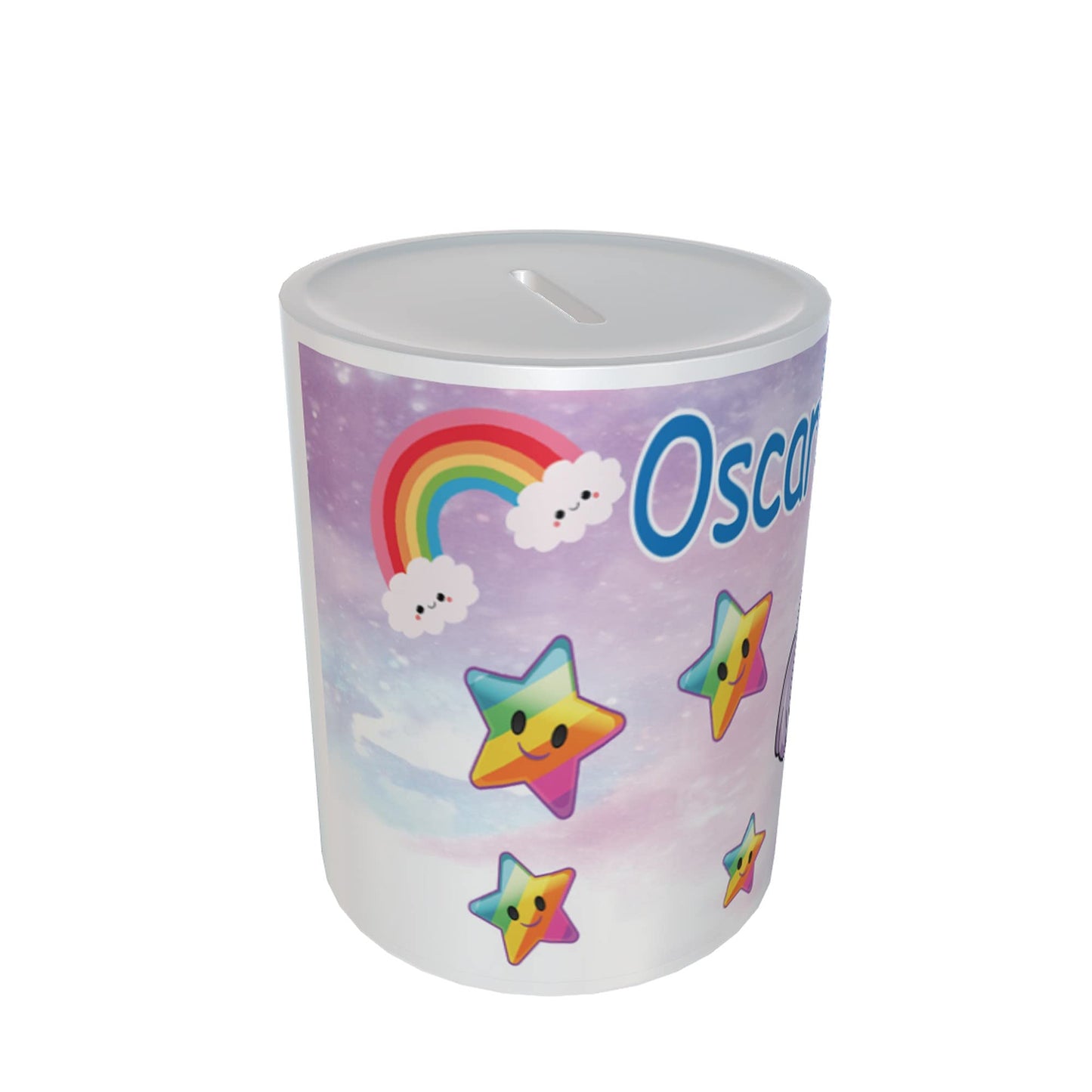 Personalised Kids Magical Unicorn & Rainbows Ceramic Piggy Bank Money Box Gift
