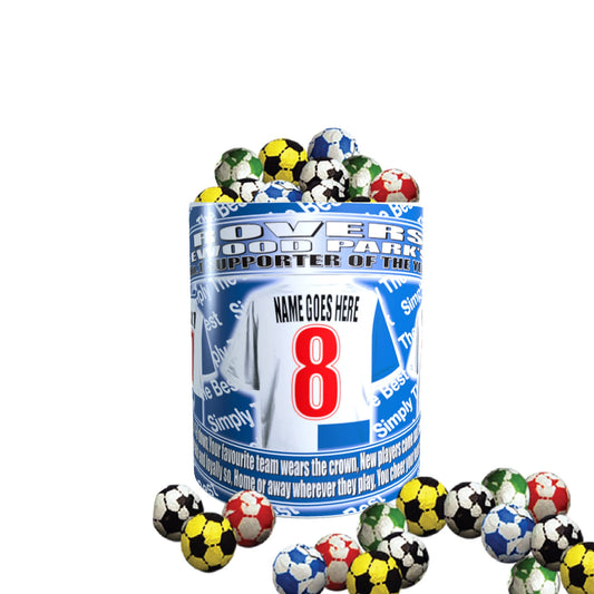 Blackburn Football Team Shirt Mug Personalised Gift with Chocolate Footballs
