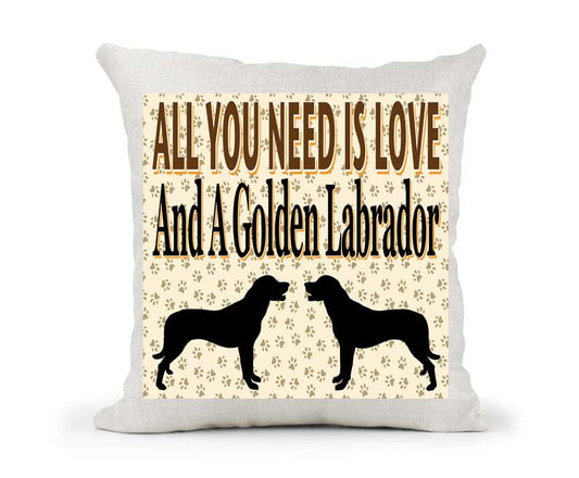All You Need Is Love And A Golden Labrador Country Canvas Style Cushion Cover Gift