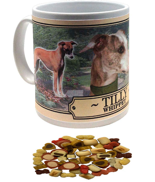 Whippet Personalised Dog Breed Gift Mug with Treats