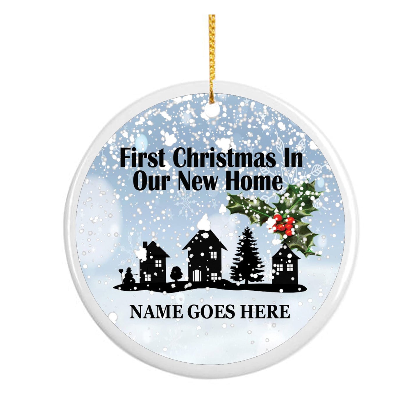 First Christmas in your New Home Personalised Keepsake Hanging Tree Decoration With Double Sided Personalisation, White, 7 x 7cm