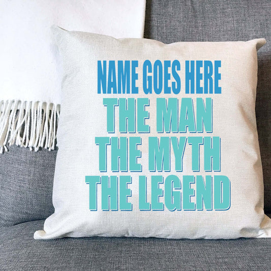 The Man The Myth The Legend Personalised Naturally Woven Linen Style Cushion Cover Pillow Gift