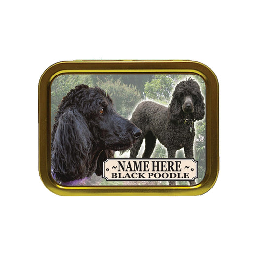 Black Poodle Dog Breed Personalised Tobacco Tin & Products Gift Set