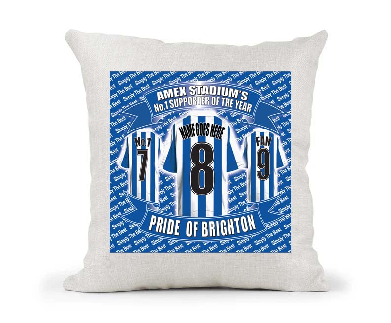 Brighton Personalised Football Cushion Cover Gift
