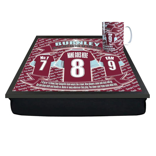Burn(ley) Personalised Football Club Shirt Lap Tray And Mug Gift Set