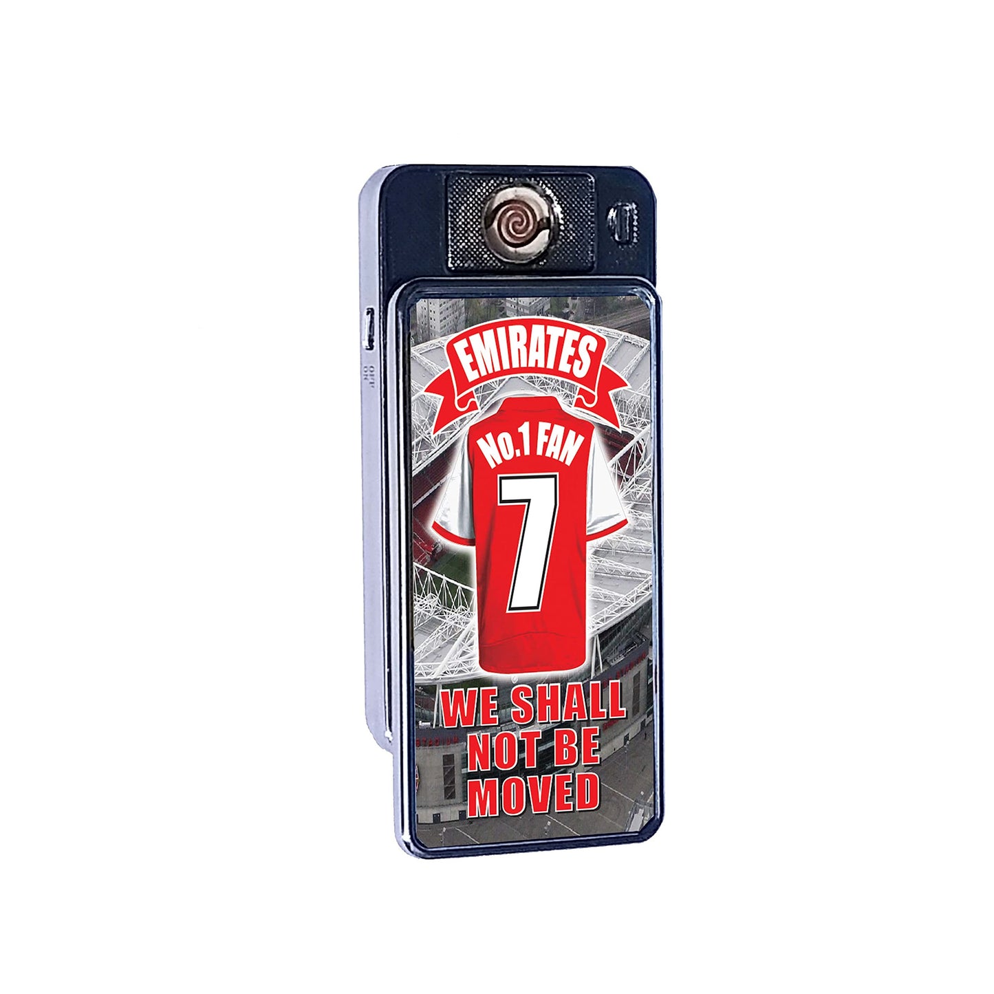 The Gooners No.1 Fan Football Shirt Rechargeable Gift Boxed Silver Metal USB Lighter