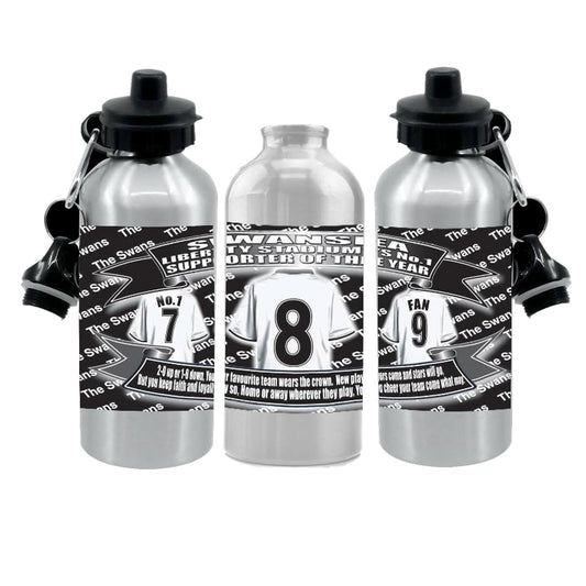 Swansea Football Shirt Silver Aluminium Two Lid Unisex Water Bottle Gift