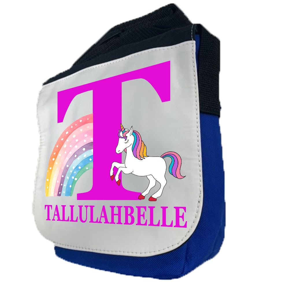 Kids Childrens Personalised Rainbow Unicorn School Messenger Bag