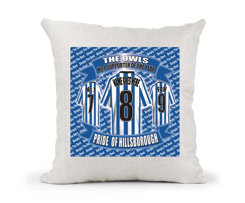 Sheff Wed Personalised Football Country Canvas Style Cushion Cover Gift