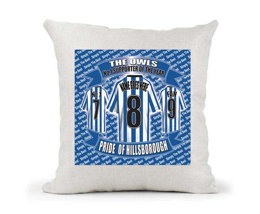 Sheff Wed Personalised Football Country Canvas Style Cushion Cover Gift