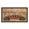 Welcome To Neon Style Text Bar Sign with Barrels to the Side Bar Mat Runner with Non- Slip Rubber Back and Personalised Name with Year Home, Pub, Coffee Shop, Venue, Garden, Bar Gift