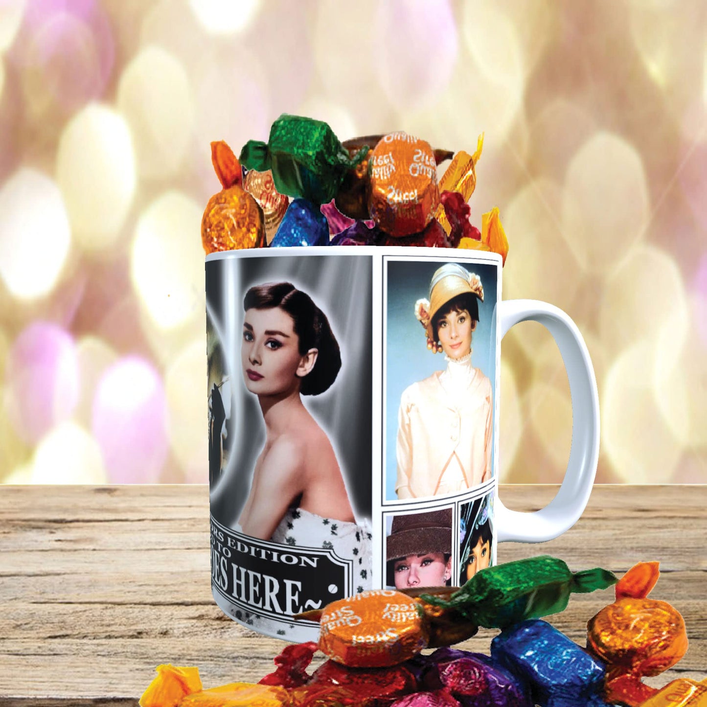 Hepburn Personalised Movie Icon Mug with Choice of Sweets Gift