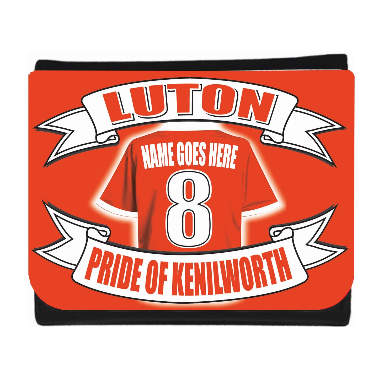 Red pouch with 'Luton Pride of Kenilworth' design on a white background